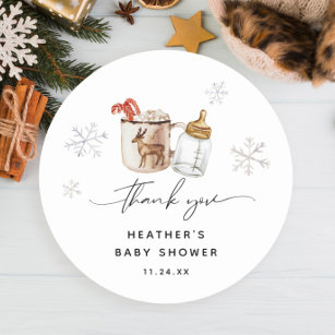 Baby It's Cold Outside Hot Chocolate Winter Shower Classic Round Sticker