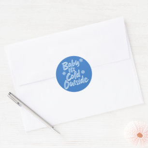 Baby It's Cold Outside Icy Blue Frozen Christmas Classic Round Sticker