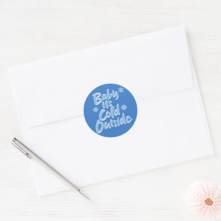 Baby It's Cold Outside Icy Blue Frozen Christmas Classic Round Sticker