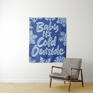 Baby It's Cold Outside Icy Blue Frozen Christmas Tapestry