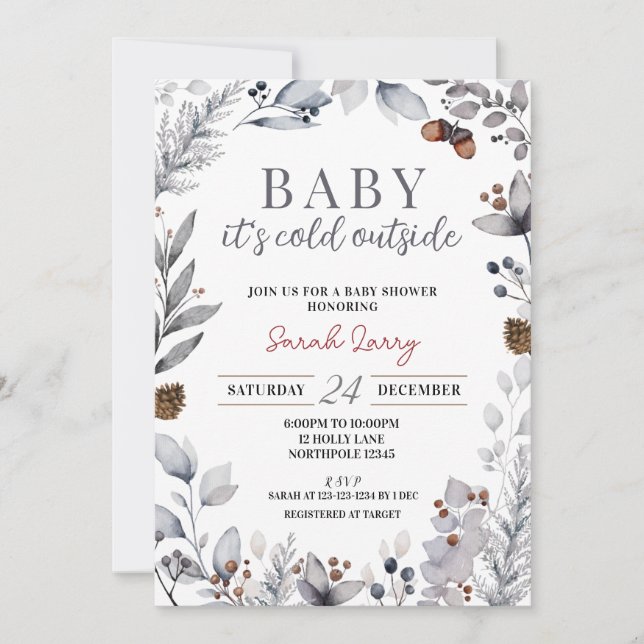 Baby Its Cold Outside Invitation, Winter Invitation (Front)
