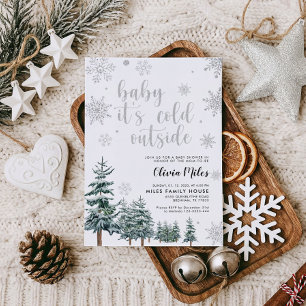 Baby It's Cold Outside invitation winter silver