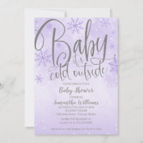 Baby It's Cold Outside Lavender Baby Shower Invita Invitation