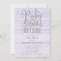 Baby It's Cold Outside Lavender Baby Shower Invitation