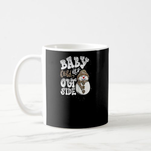 Baby Its Cold Outside Leopard Print Christmas Rag Coffee Mug