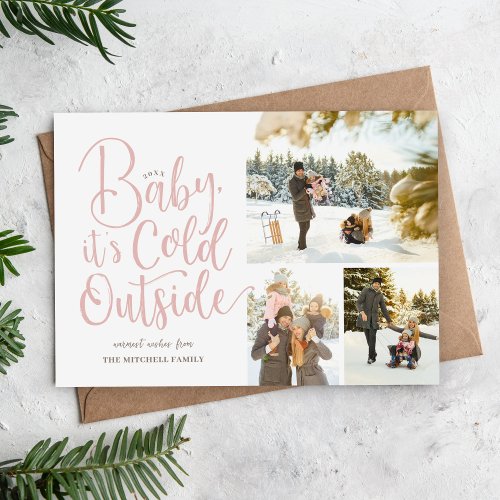 Baby Its Cold Outside Magnetic Holiday Photo Card