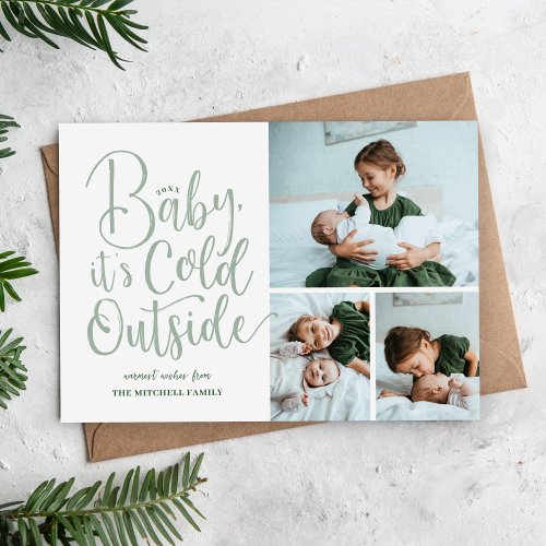 Baby Its Cold Outside Magnetic Holiday Photo Card