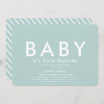 Baby Its Cold Outside Minimalist Blue Baby Shower Invitation