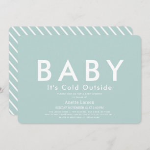 Baby Its Cold Outside Minimalist Blue Baby Shower Invitation