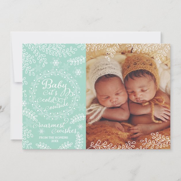 Baby It's Cold Outside Mint Holiday Photo Card