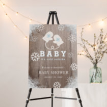 Baby Its Cold Outside Mittens Blue Baby Shower Foam Board