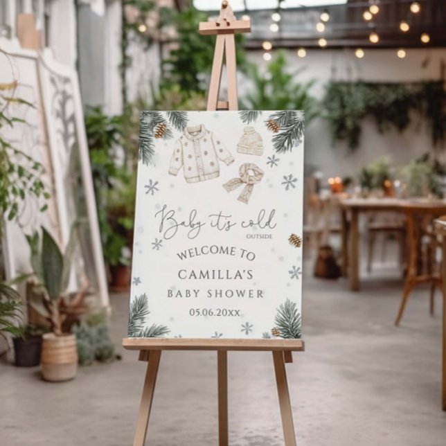 Baby It's Cold Outside Modern Baby Shower Welcome Foam Board (Creator Uploaded)