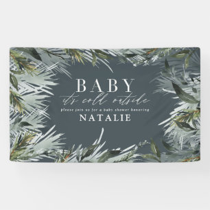 Baby its cold outside modern botanical baby shower banner