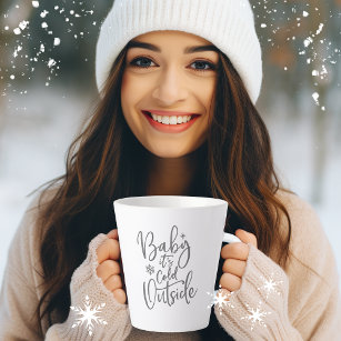 Baby It's Cold Outside Modern Script Holiday Latte Mug