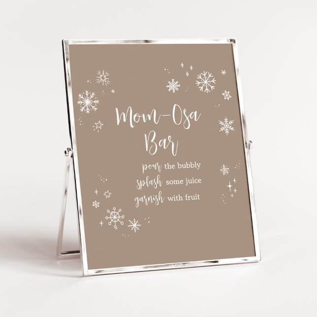 Baby It's Cold Outside Mom Osa Bar Poster (Winter Minimalist Snowflake Baby Shower Mom Osa Bar Sign)