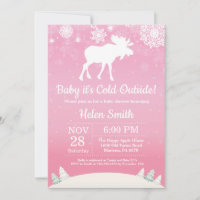 Baby its Cold Outside Moose Girl Baby Shower Invitation