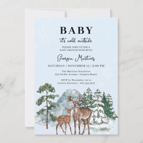 Baby Its Cold Outside Mountain Baby Shower Invitation