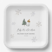 Baby It's Cold Outside Mountain Winter Baby Shower Paper Plates