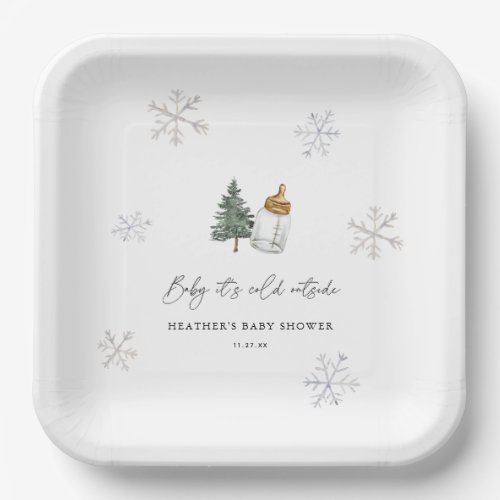 Baby Its Cold Outside Mountain Winter Baby Shower Paper Plates