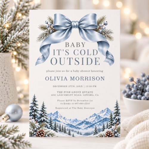 Winter & Christmas baby shower invitation