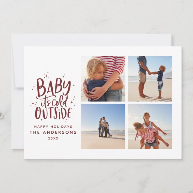 Baby its cold outside multiphoto Christmas holiday Save The Date (Front)