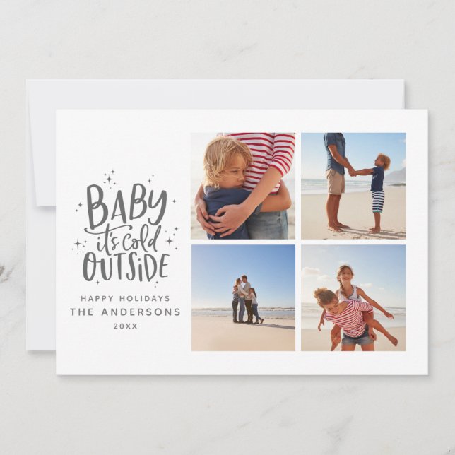 Baby its cold outside multiphoto Christmas holiday Save The Date (Front)