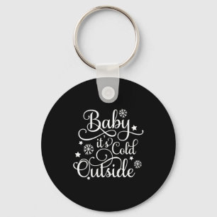 Baby Its Cold Outside Navy Blue Womens Holiday Keychain