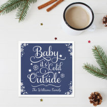 Baby Its Cold Outside Navy Personalized Holiday Paper Napkins