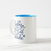 Baby Its Cold Outside Navy Script Holiday Two-Tone Coffee Mug (Front Left)