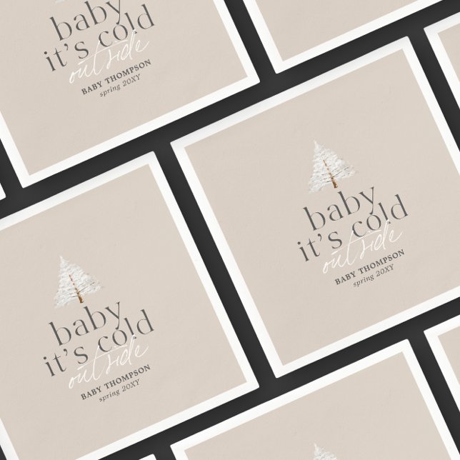 Baby It's Cold Outside Neutral Taupe Baby Shower Napkins (Creator Uploaded)