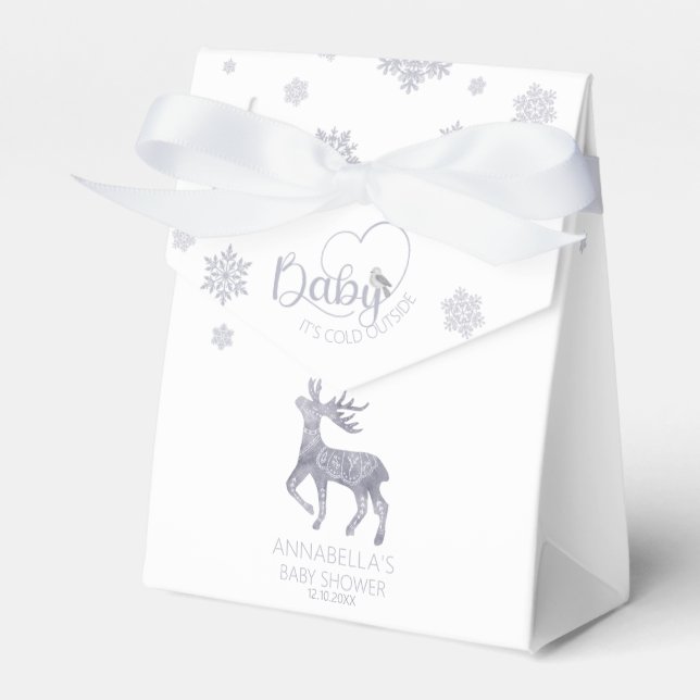 Baby it's Cold Outside Nordic Reindeer Baby Shower Favor Boxes (Front Side)