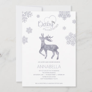 Baby it's Cold Outside Nordic Reindeer Baby Shower Invitation