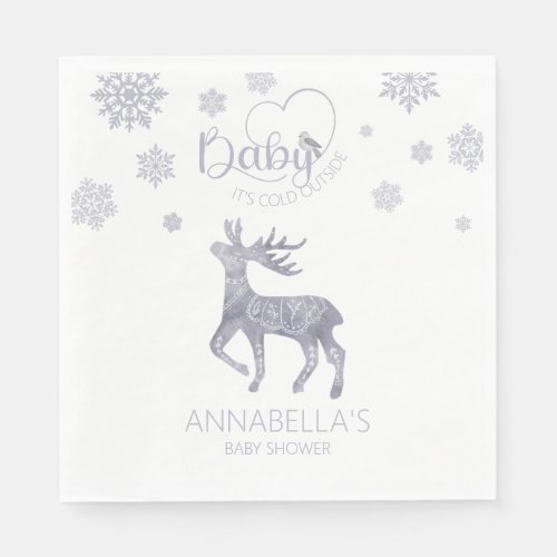Baby its Cold Outside Nordic Reindeer Baby Shower Napkins
