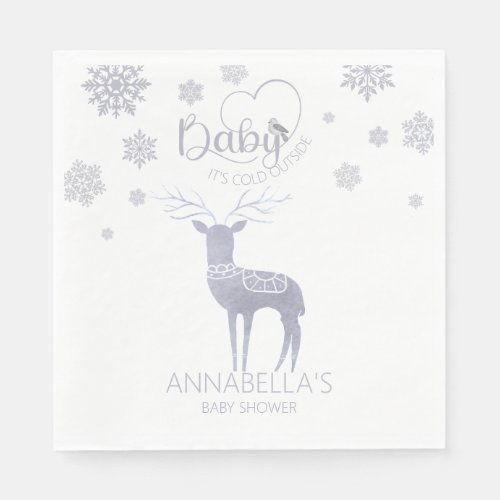 Baby its Cold Outside Nordic Reindeer Baby Shower Napkins