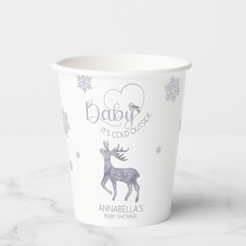 Baby its Cold Outside Nordic Reindeer Baby Shower Paper Cups