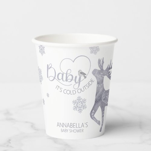 Baby its Cold Outside Nordic Reindeer Baby Shower Paper Cups