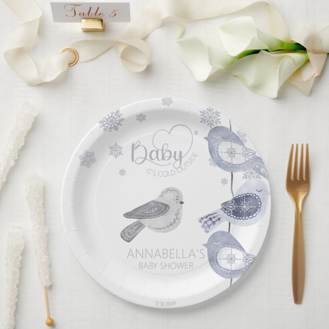 Baby it's Cold Outside Nordic Winter Baby Shower Paper Plates (Wedding)