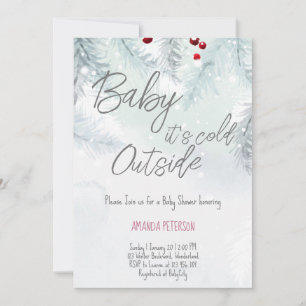 Baby It's Cold Outside pastel pine decorations Invitation