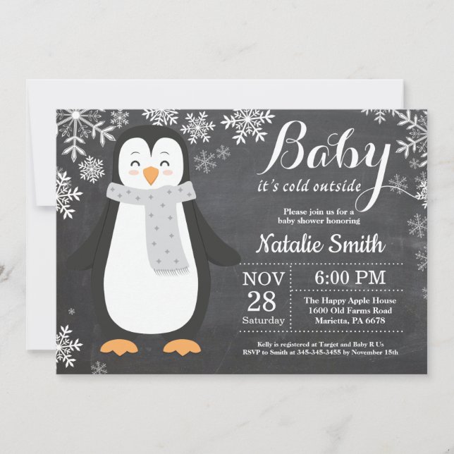 Baby its Cold Outside Penguin Baby Shower Invitation (Front)
