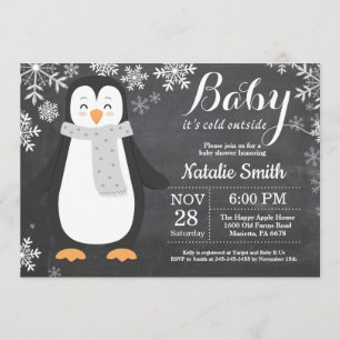 Baby its Cold Outside Penguin Baby Shower Invitation