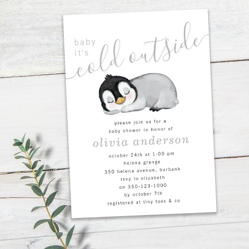 Baby Its Cold Outside Penguin Baby Shower Invitation