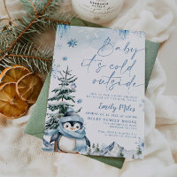 Baby it's cold outside, Penguin Blue baby shower