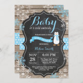 Baby its Cold Outside Penguin Boy Baby Shower Invitation (Front/Back)