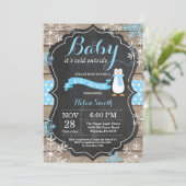Baby its Cold Outside Penguin Boy Baby Shower Invitation (Standing Front)