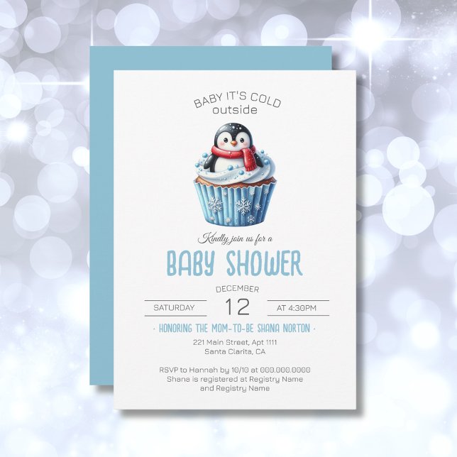 Baby It's Cold Outside Penguin Boy Baby Shower Invitation (Baby It's Cold Outside Penguin Boy Baby Shower Invitation)
