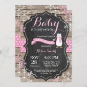 Baby its Cold Outside Penguin Girl Baby Shower Invitation (Front/Back)