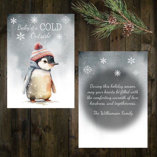 Baby It's Cold Outside Penguin  Holiday Card (Creator Uploaded)