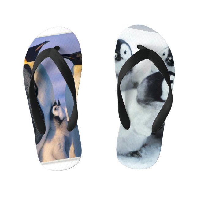 Baby its cold outside penguin kid's flip flops (Footbed)