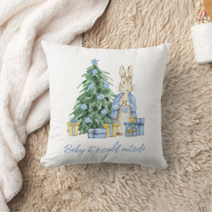 Baby it's cold outside Peter Rabbit Throw Pillow