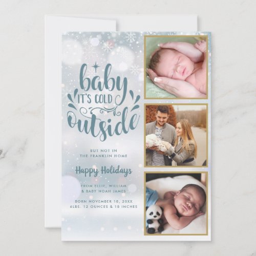 Baby Its Cold Outside Photo Boy Holiday Birth Announcement